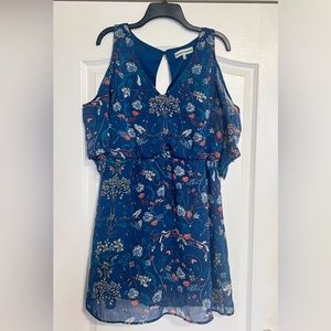 Cold shoulder Almost Famous Pastel Blue Floral Dress